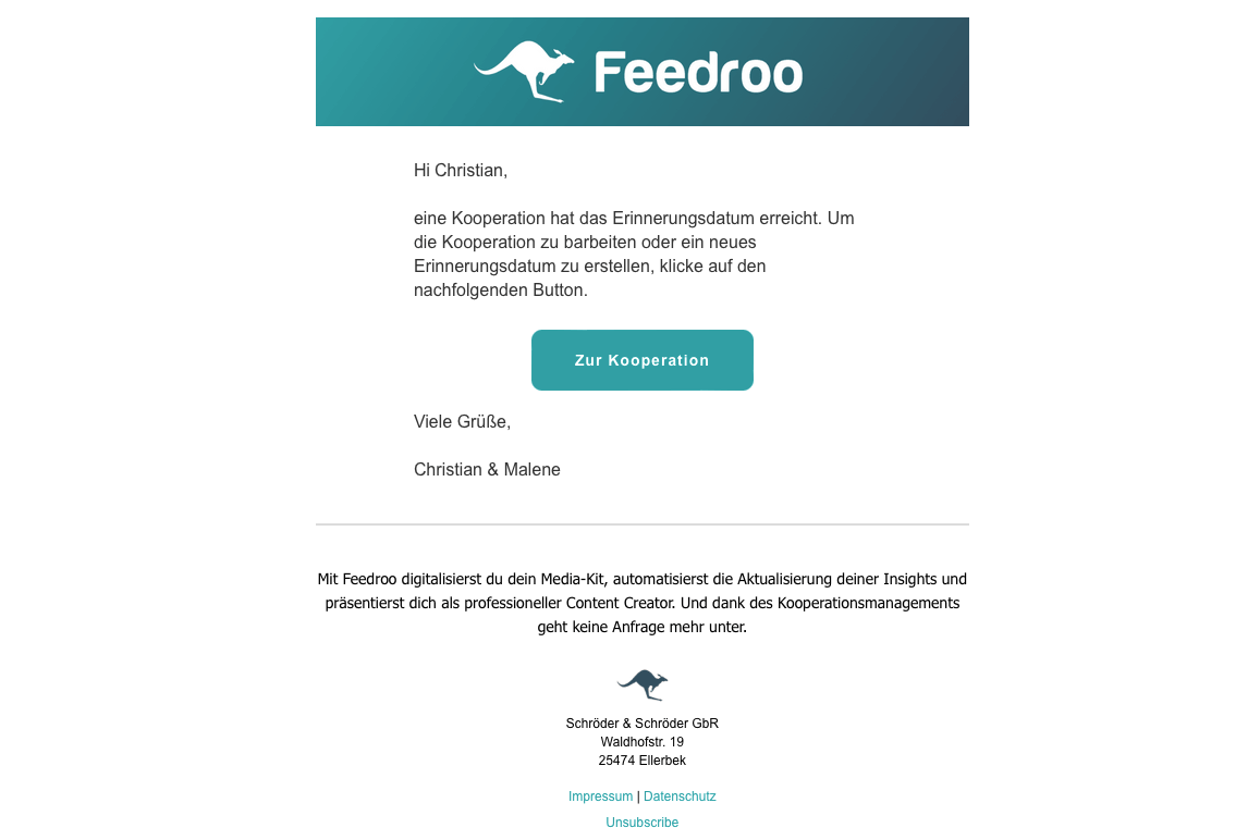 Reminder by email